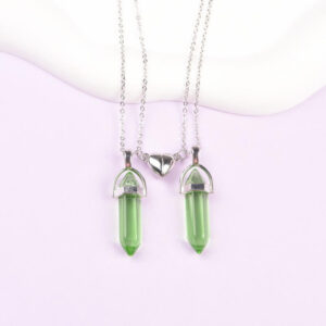 Crystal Pendant Necklaces with Magnetic Heart Clas