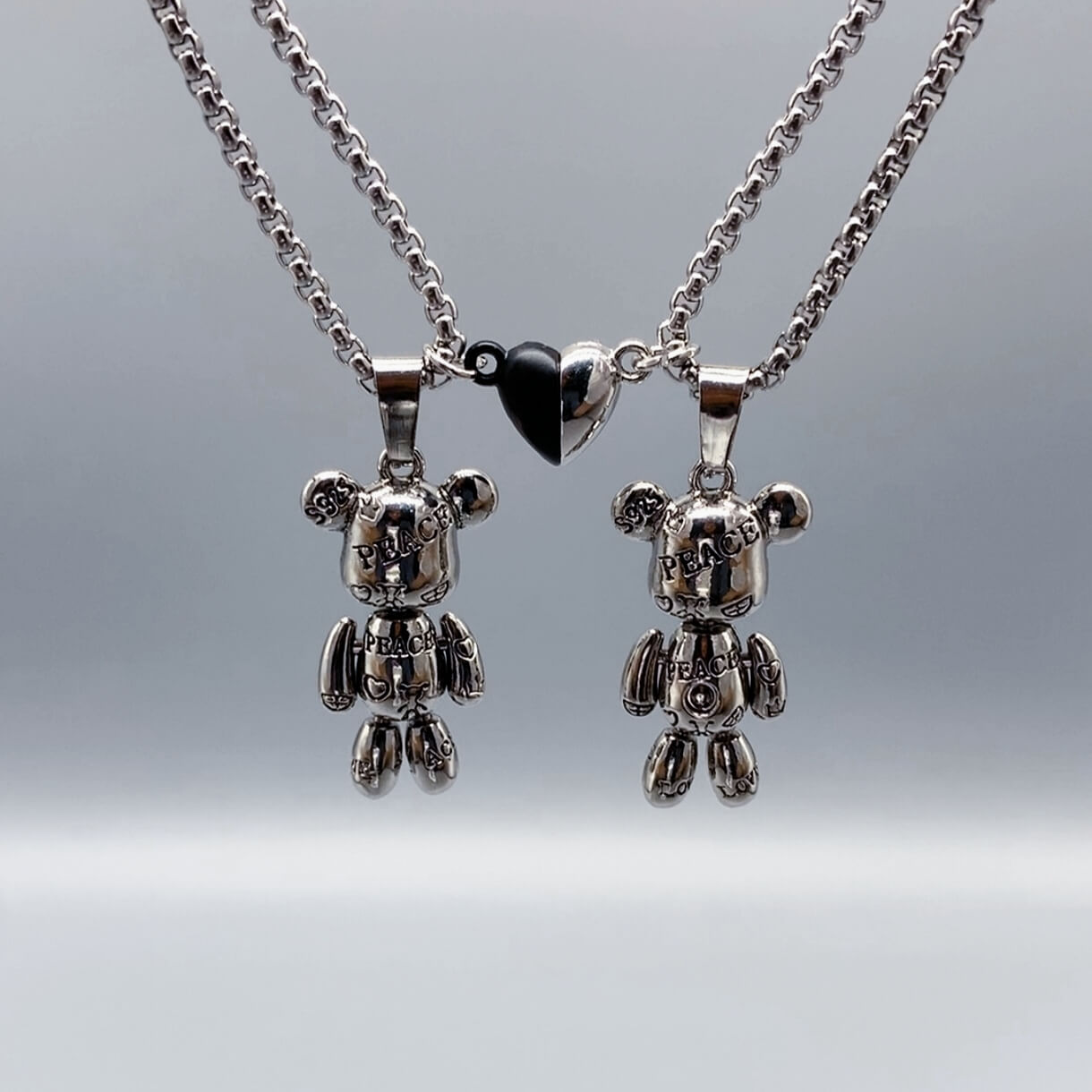 2 - Piece Cute Bear Friendship Necklaces with Magn