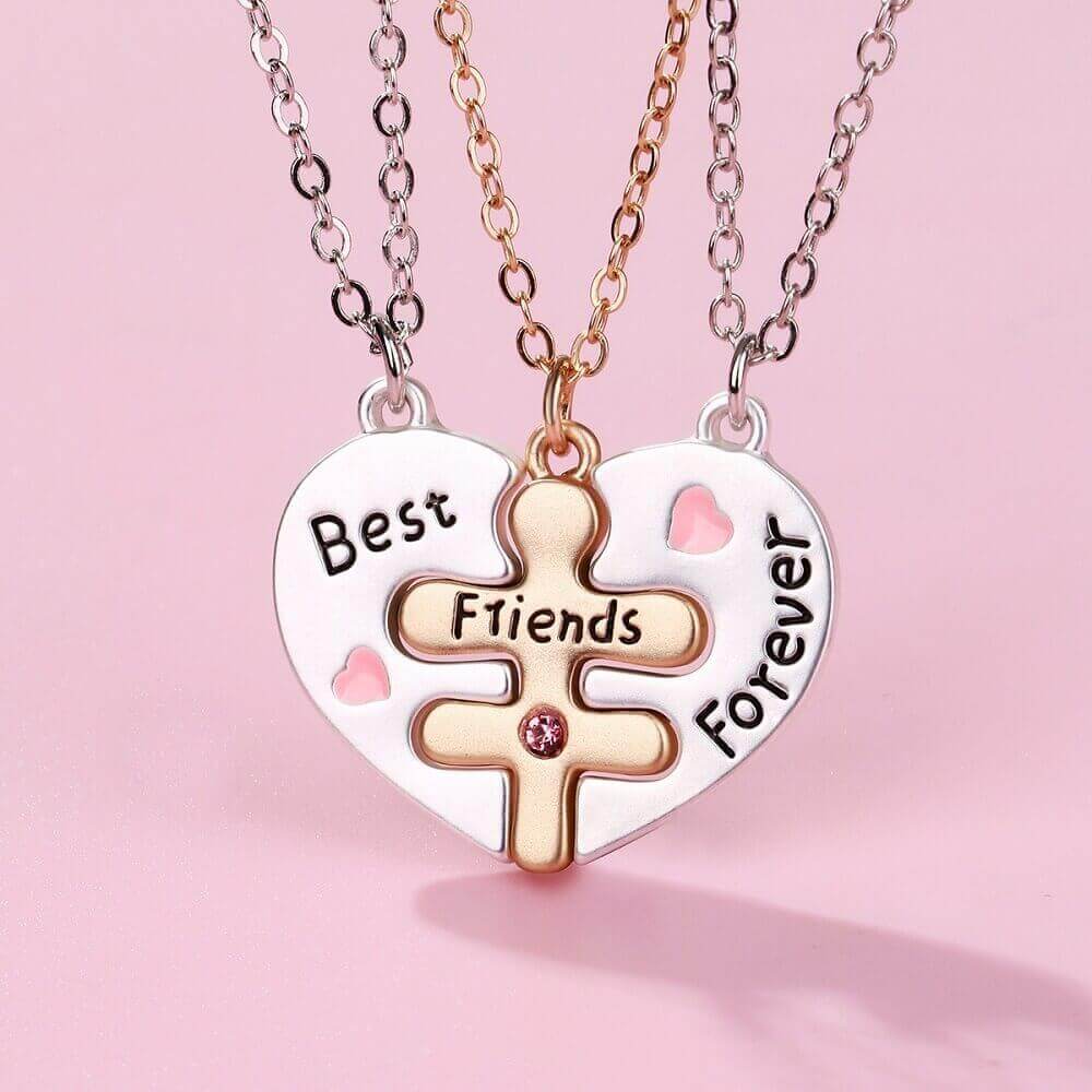 3-Piece Best Friends Forever Interlocking Heart Ne