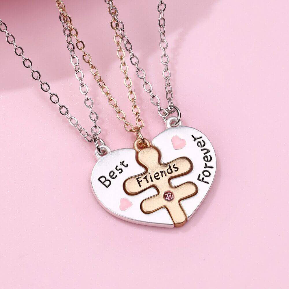 3-Piece Best Friends Forever Interlocking Heart Ne