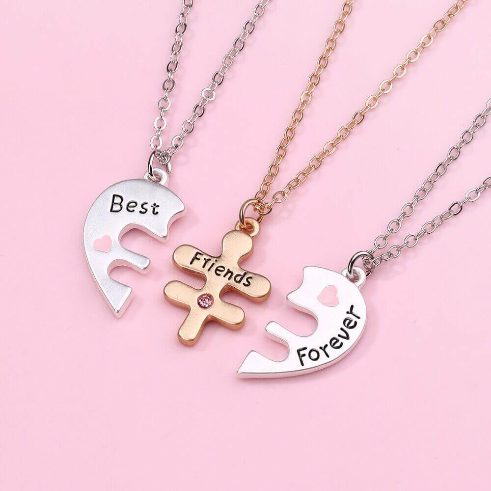 3-Piece Best Friends Forever Interlocking Heart Ne