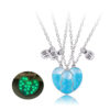 3-person Friendship Family Necklace with Glowing S