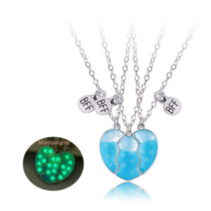 3-person Friendship Family Necklace with Glowing S