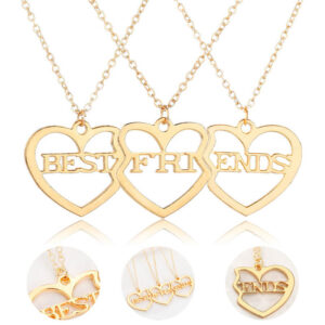 3 Pieces Sister Necklace Stitching Heart-Shaped