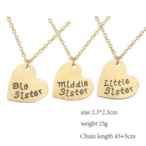 3 Pieces Sister Necklace Stitching Heart-Shaped