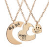 3 Pieces Sister Necklace Stitching Heart-Shaped