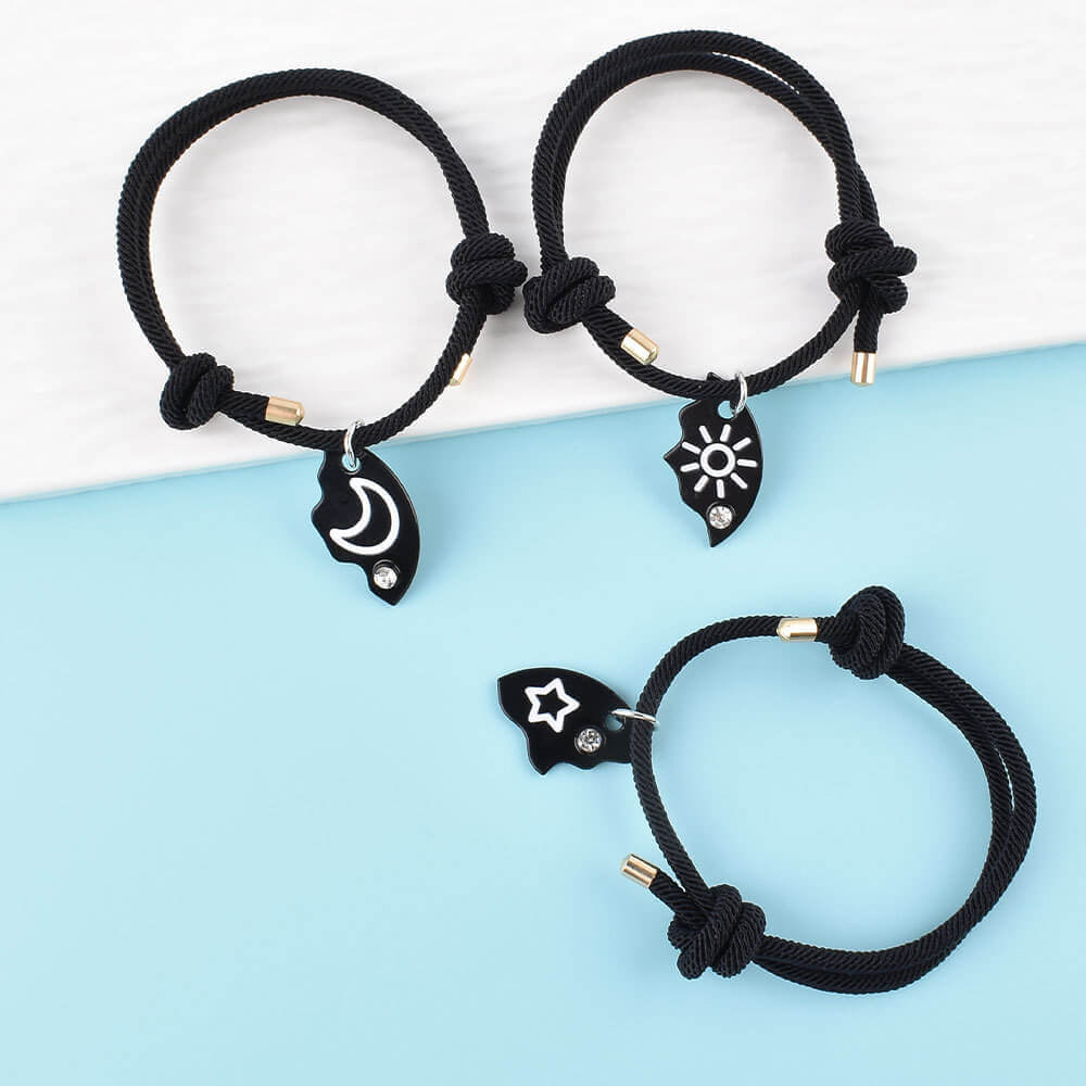 3pcs Sun Moon Star Pizza BFF Bracelets for Besties