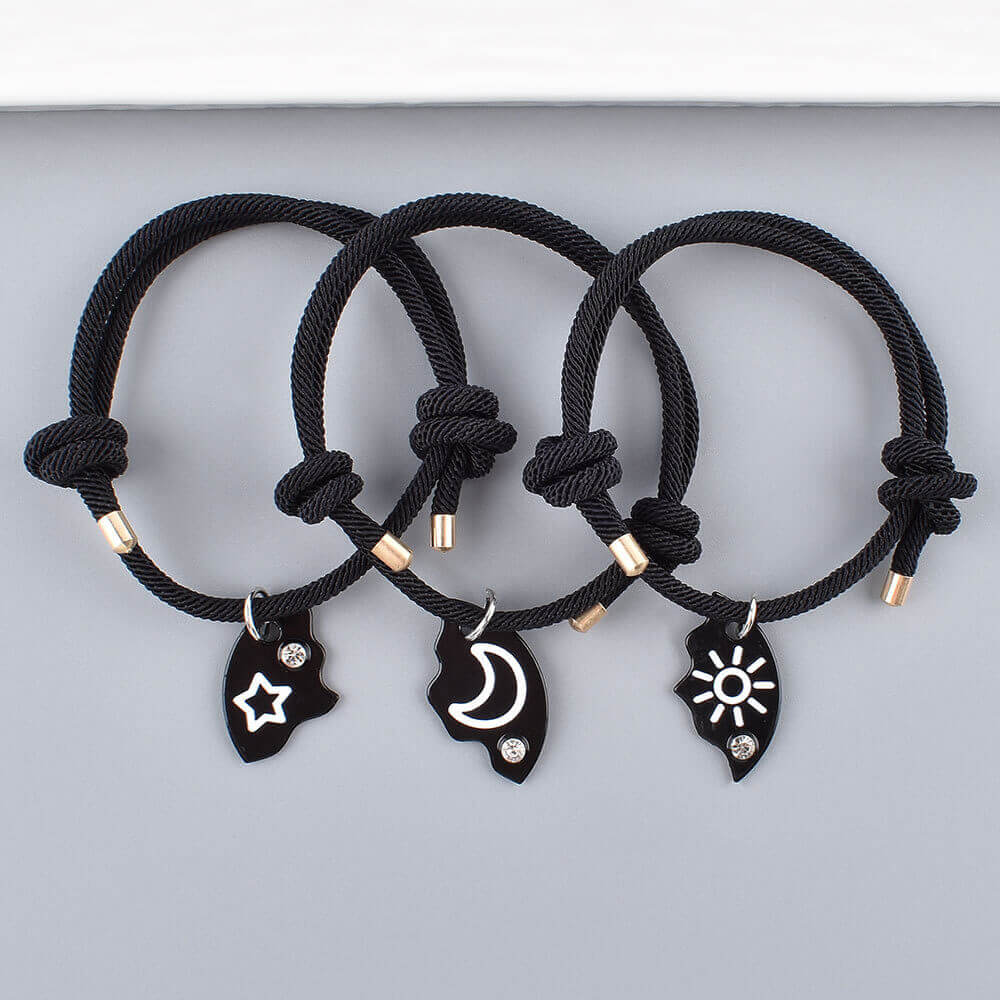 3pcs Sun Moon Star Pizza BFF Bracelets for Besties