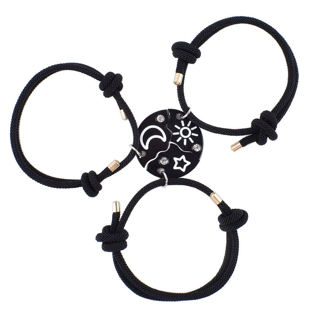 3pcs Sun Moon Star Pizza BFF Bracelets for Besties
