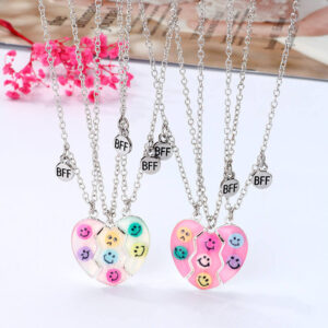 Funny Emoji Trio Necklace Magnetic for Three Best 