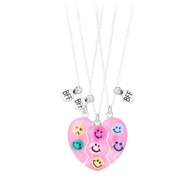 Funny Emoji Trio Necklace Magnetic for Three Best