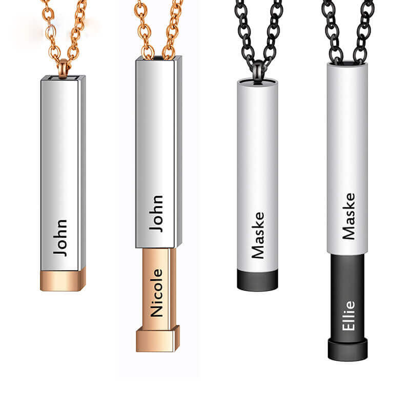 Adjustable 3D Pendant Necklace - Dual Engravings,