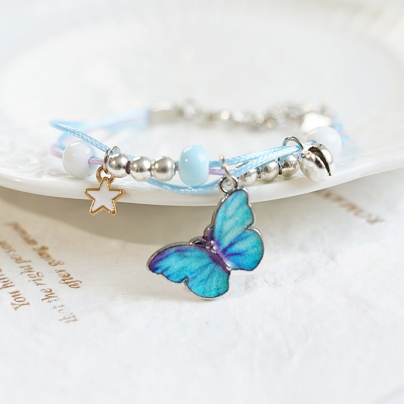 "BFF Fluttering Blues" Twin Butterfly Bracelets
