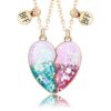BFF Glitter Magnetic Heart Necklace Set