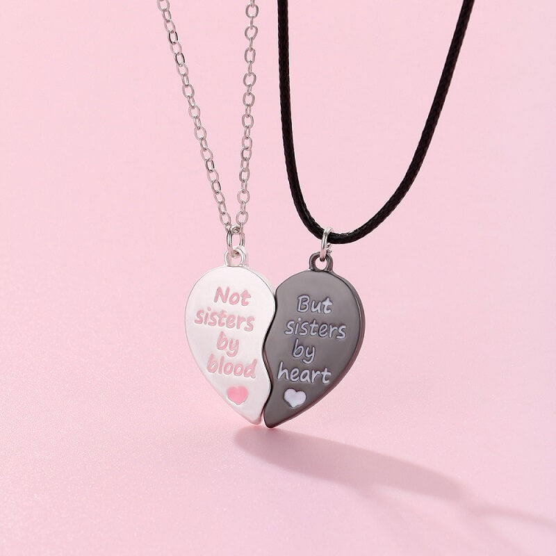 BFF Magnetic Split Heart Necklaces - Not Sisters b