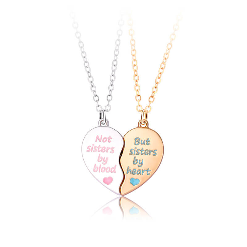 BFF Magnetic Split Heart Necklaces - Not Sisters b