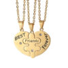 18K Gold Best Friends Forever Heart Necklace for 3