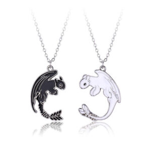Black & White Dragon Friendship Necklace Set BFF/C