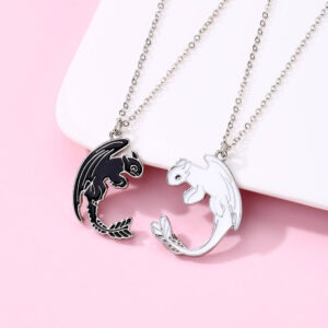 Black & White Dragon Friendship Necklace Set BFF/C