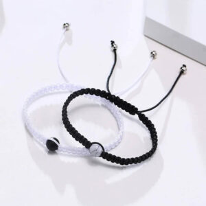 Black and White Woven Bracelet (two pieces)