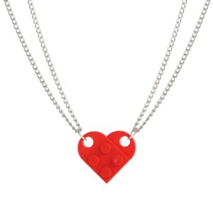 Brick Necklace for Couples Friendship Heart Pendan
