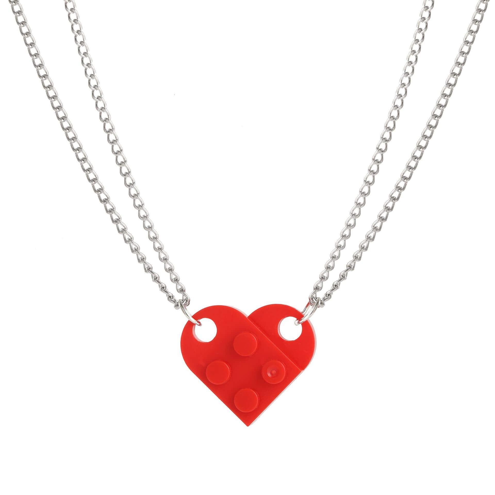 Brick Necklace for Couples Friendship Heart Pendan