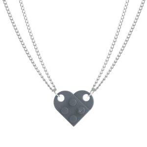 Brick Necklace for Couples Friendship Heart Pendan
