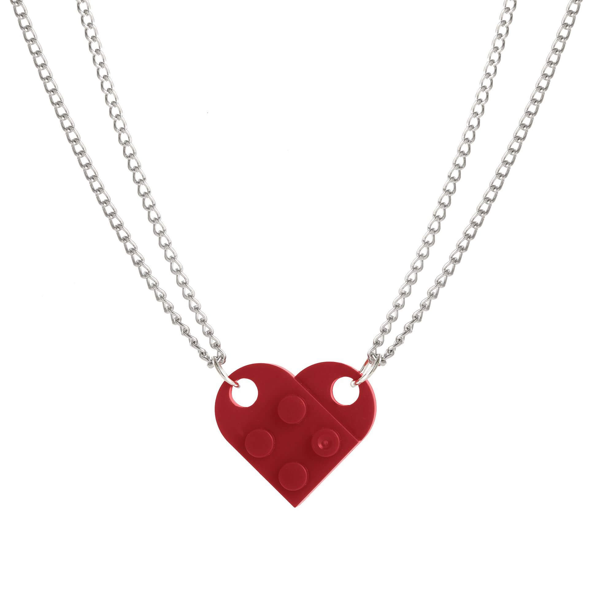 Brick Necklace for Couples Friendship Heart Pendan