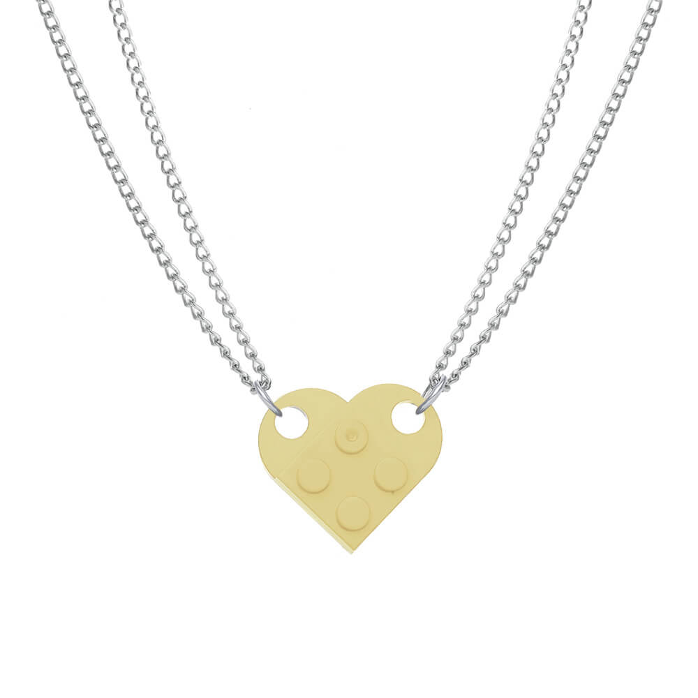 Brick Necklace for Couples Friendship Heart Pendan
