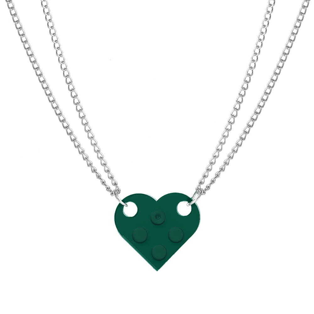 Brick Necklace for Couples Friendship Heart Pendan