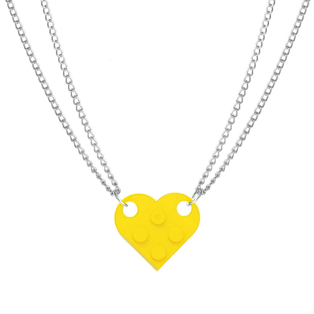 Brick Necklace for Couples Friendship Heart Pendan