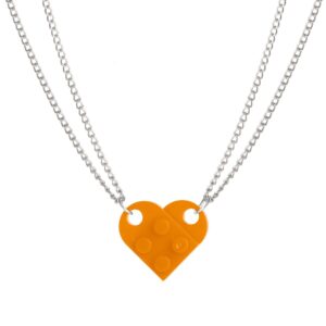 Brick Necklace for Couples Friendship Heart Pendan