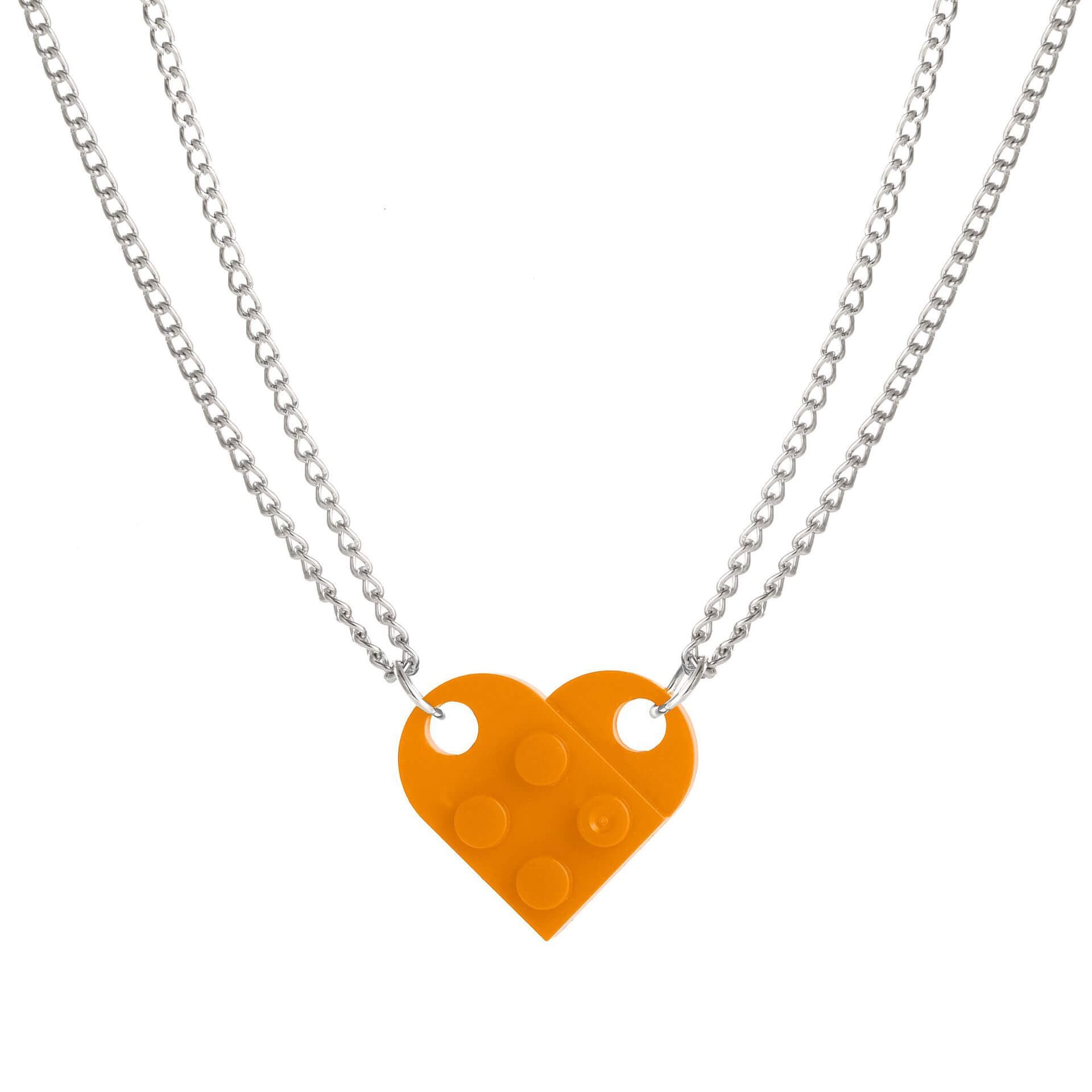 Brick Necklace for Couples Friendship Heart Pendan
