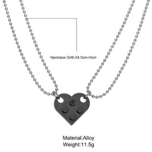 Brick Necklace for Couples Friendship Heart Pendan