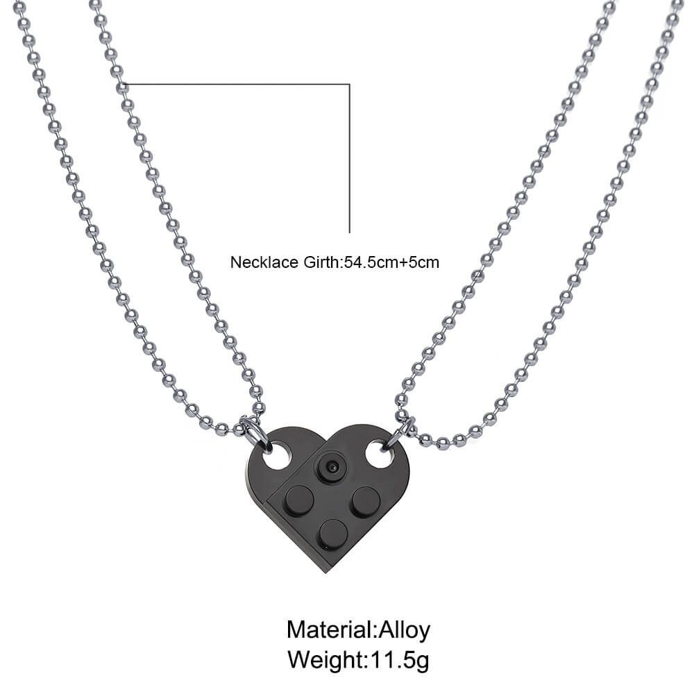 Brick Necklace for Couples Friendship Heart Pendan