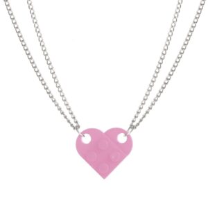 Brick Necklace for Couples Friendship Heart Pendan