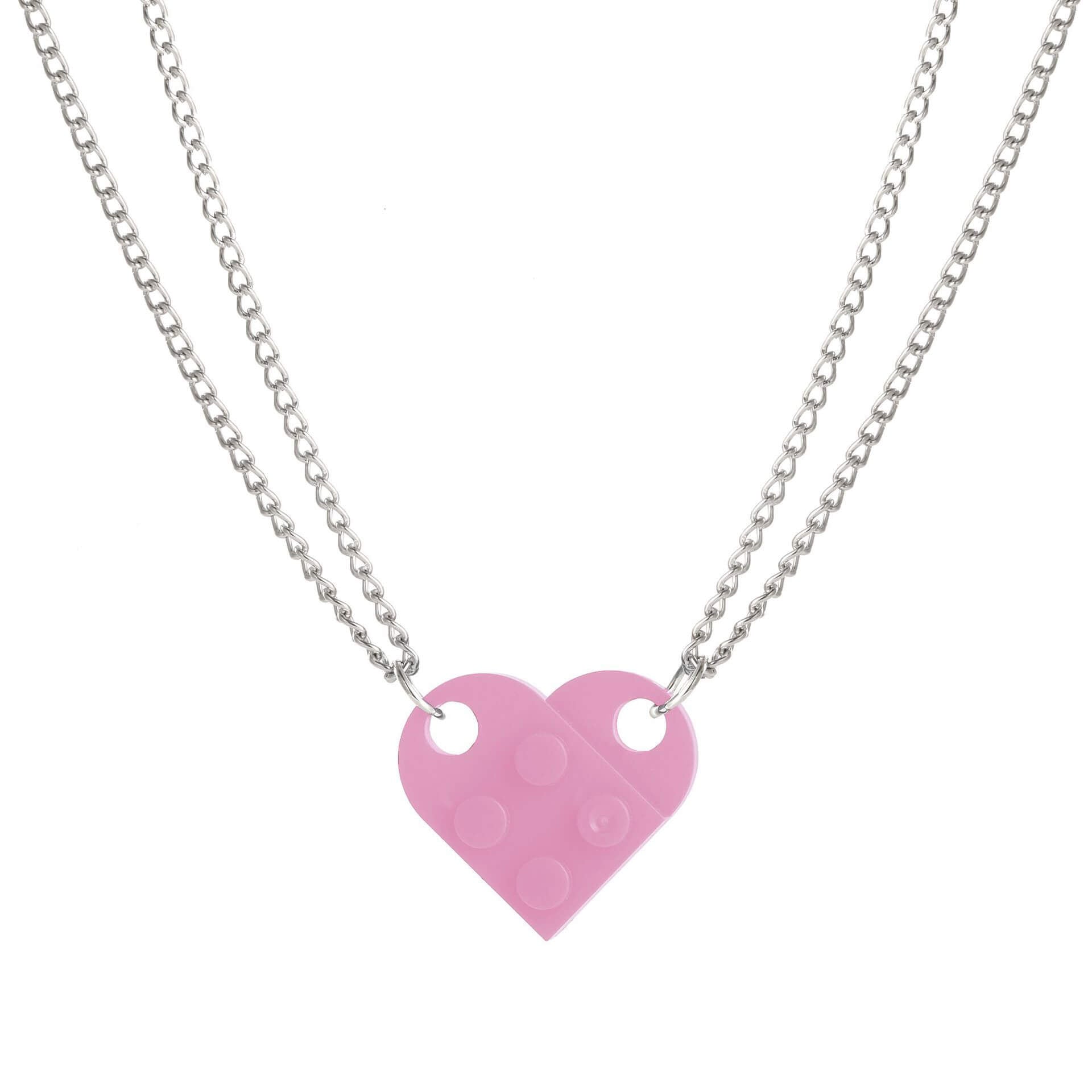 Brick Necklace for Couples Friendship Heart Pendan