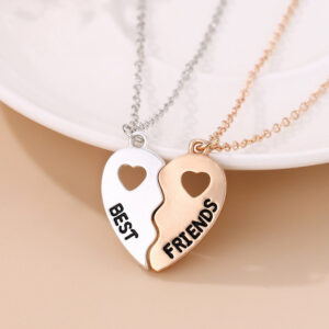 Broken Heart Magnetic Best Friends Necklace Gold a