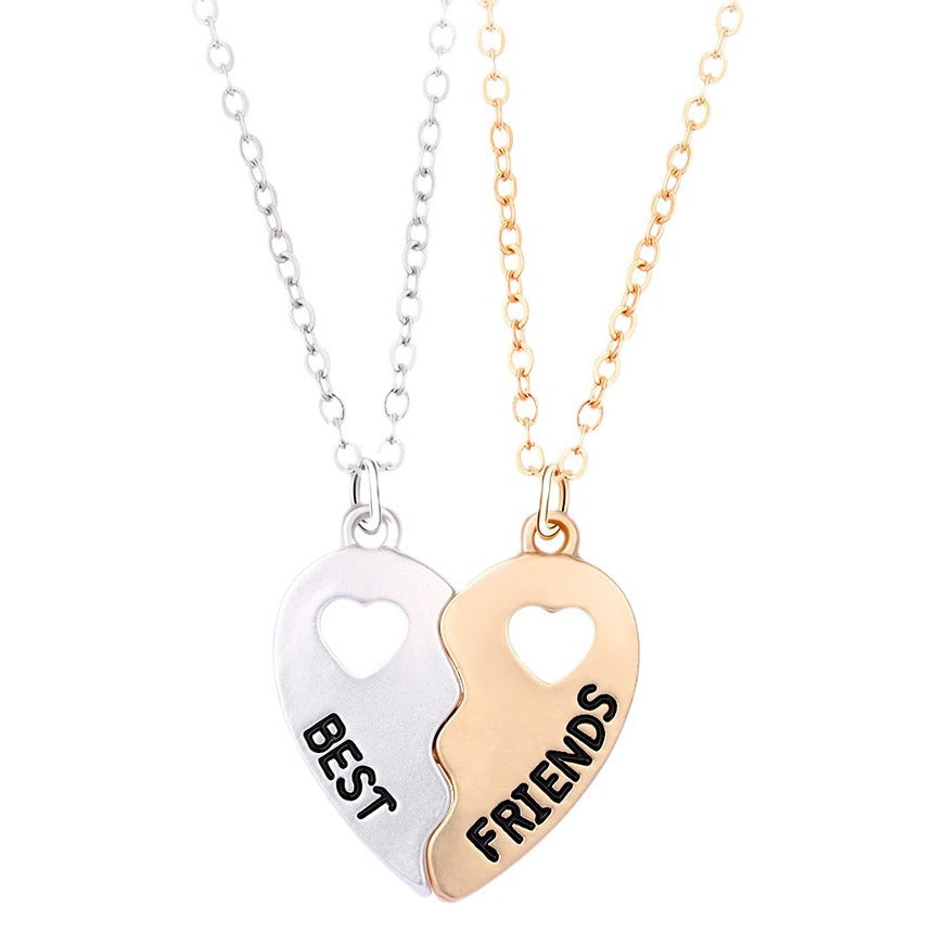 Broken Heart Magnetic Best Friends Necklace Gold a