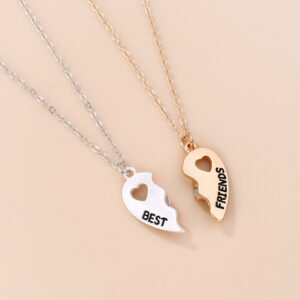 Broken Heart Magnetic Best Friends Necklace Gold a