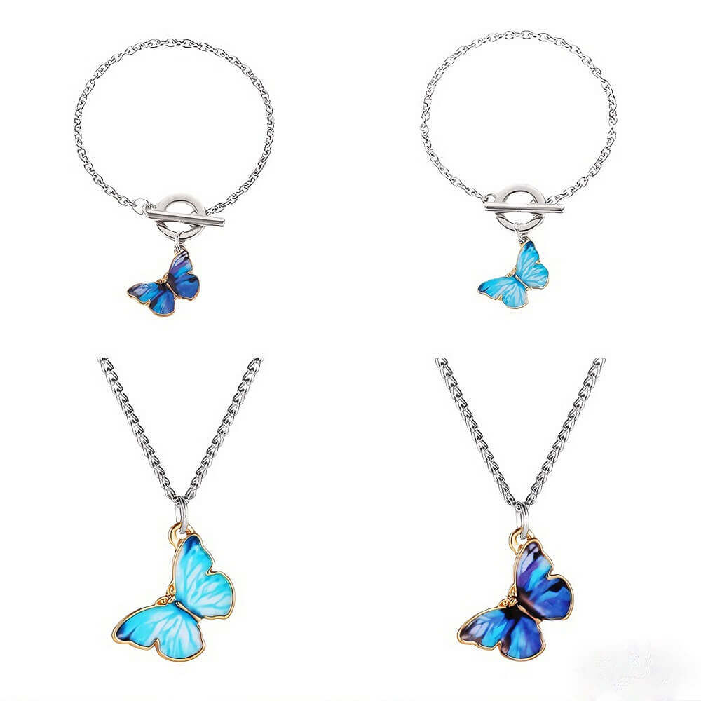Butterfly Jewelry 4-Piece BFF Set (Necklaces + Bra
