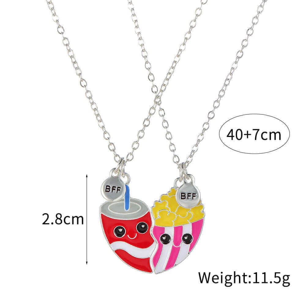 Coke & Popcorn BFF Magnetic Necklace Set for Best