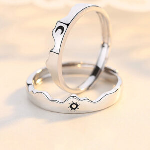 Personalized Couple Rings with Sun Moon Mountain S