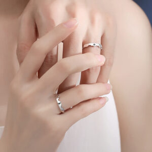 Personalized Couple Rings with Sun Moon Mountain S