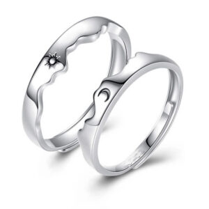 Personalized Couple Rings with Sun Moon Mountain S