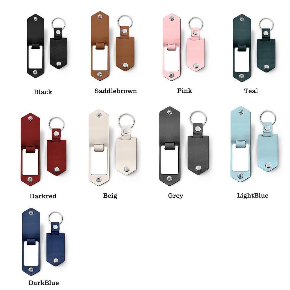 Personalized Leather Keychain with Picture and Tex