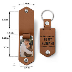 Personalized Leather Keychain with Picture and Tex