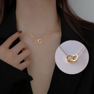 Custom Engraved Tethered Double Heart Necklace