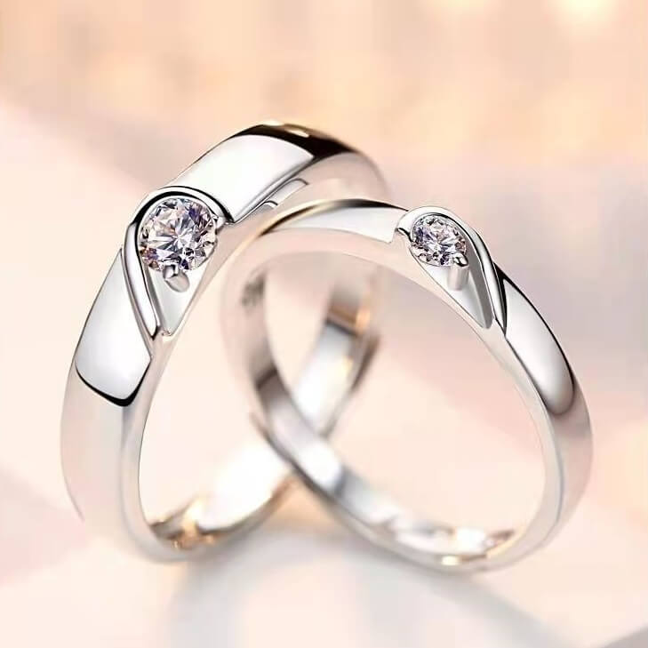 Custom Name Lovers Rings Heart Matching Rings