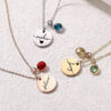 Custom Name & Birthstone Disc Necklace - Personali